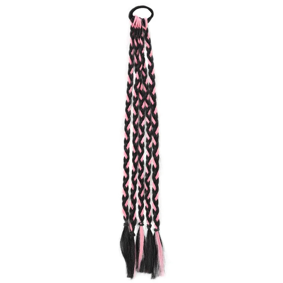 1 Pcs Synthetic Colorful Hip Hop Braided Ponytail Extension - Braided Hair for Women, Perfect for Halloween & Christmas Parties