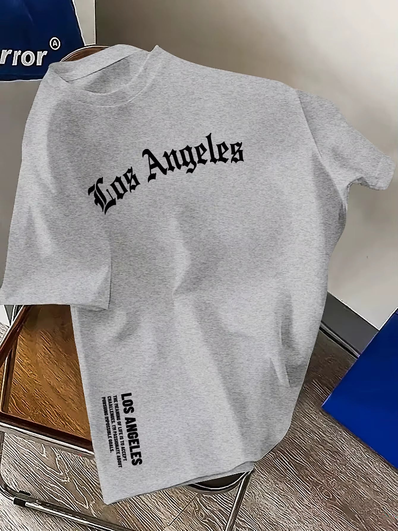 Men'S Summer 100% Cotton Fashion Los Angeles Letter Printed Loose Large Casual Comfortable round Neck Short Sleeve T-Shirt Top