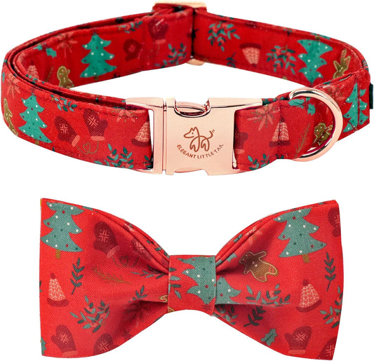 Christmas Dog Collar,Puppy Collar, Male or Female Dog Collar with Bow Adjustable Soft Bow Tie Dog Collars for Medium Dogs