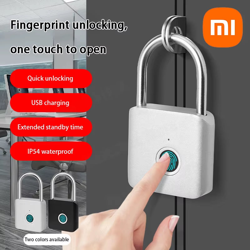 Xiaomi Smart Fingerprint Padlock Outdoor IP54 Waterproof Rust-Proof Padlock Smart Electronic Anti-Theft Password Lock Cabinet