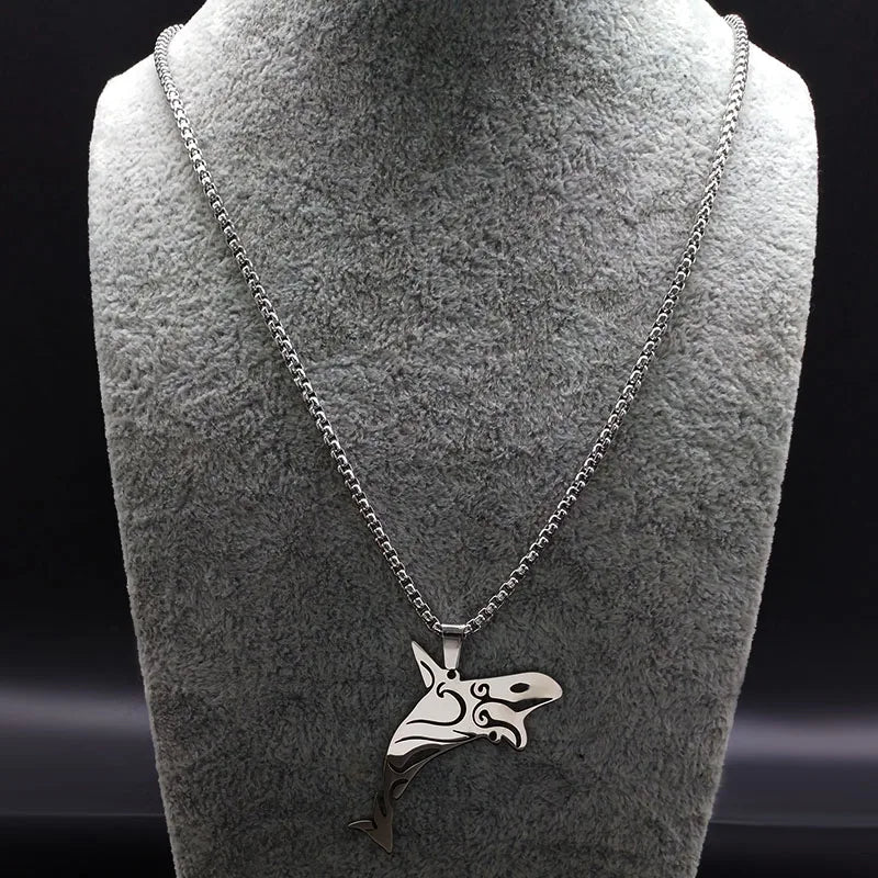 Shark Stainless Steel Charms Necklaces for Women Fish Whale Dolphin Silver Color Necklaces Pendants Jewelry Colar Gargantilha