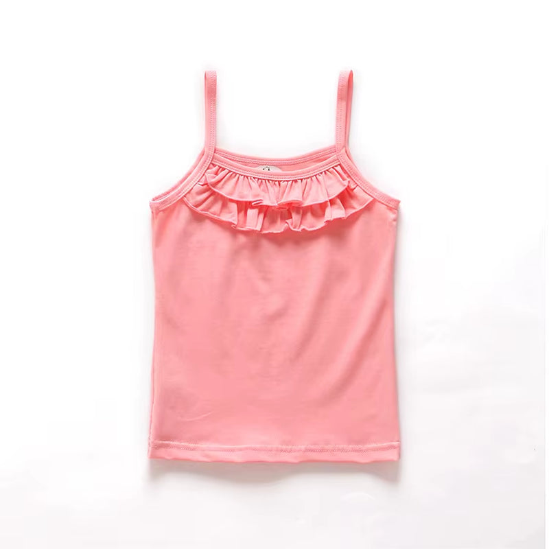 Summer Style Girl Underwear Kids Clothes Cotton Tank Tops for Girls Lace Girls Camisole Baby Undershirt 2-8T Teenager Singlets