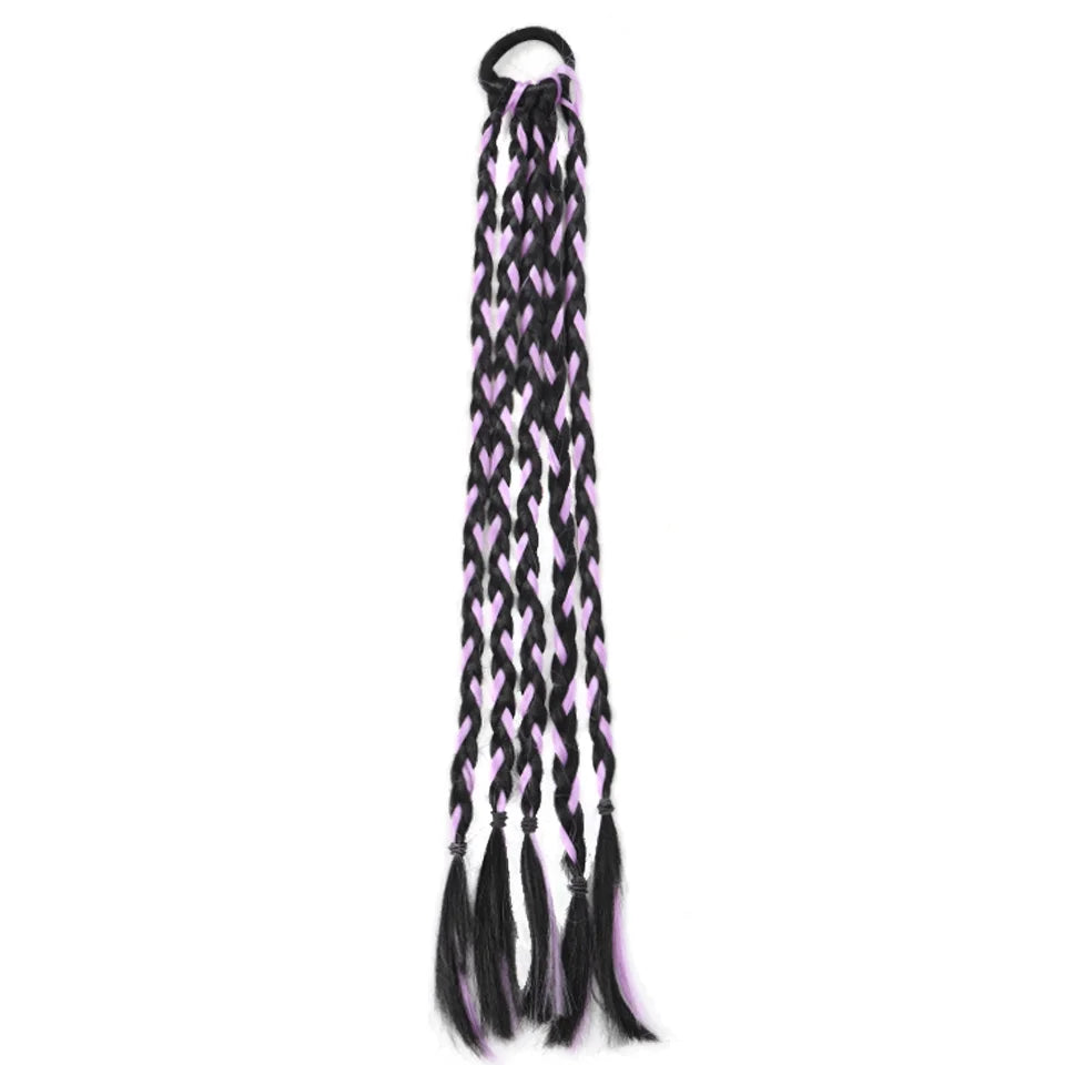 1 Pcs Synthetic Colorful Hip Hop Braided Ponytail Extension - Braided Hair for Women, Perfect for Halloween & Christmas Parties