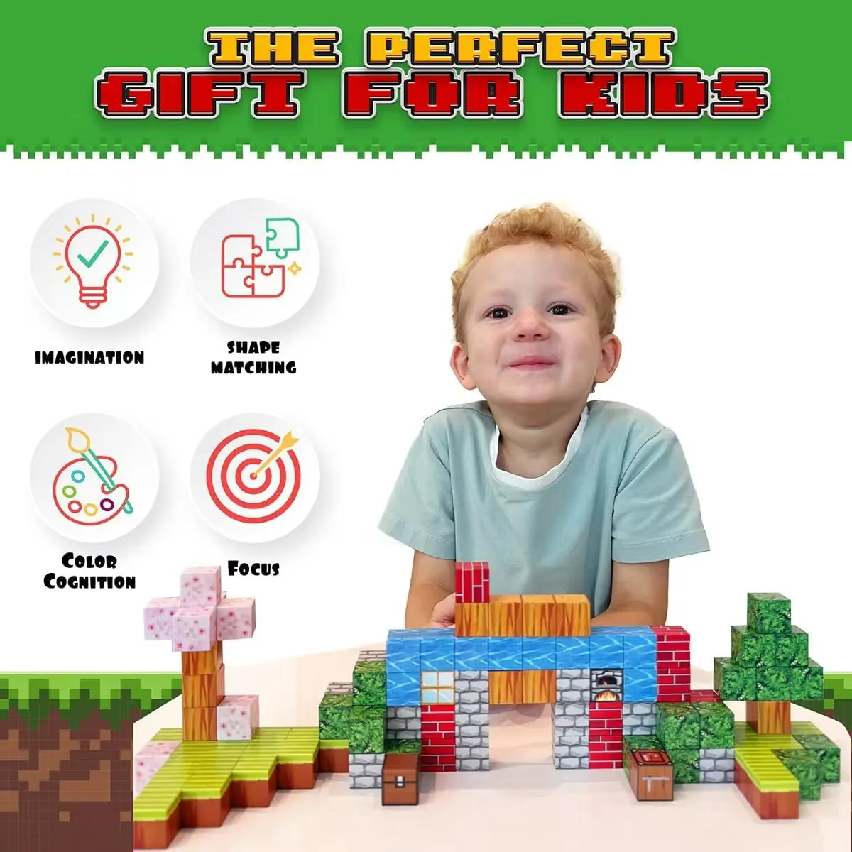 100PCS Magnetic Blocks Build Magnet Set for Boys Girls Magnetic Construction Set STEM Sensory Toys for Toddlers Gifts