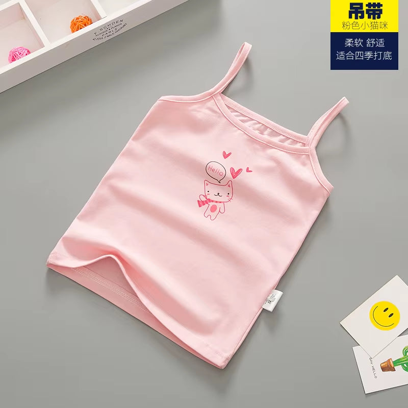 Summer Style Girl Underwear Kids Clothes Cotton Tank Tops for Girls Lace Girls Camisole Baby Undershirt 2-8T Teenager Singlets