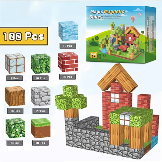 100PCS Magnetic Blocks Build Magnet Set for Boys Girls Magnetic Construction Set STEM Sensory Toys for Toddlers Gifts