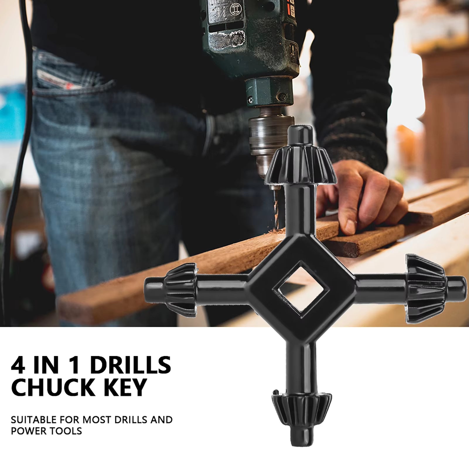 4 in 1 Multifunctional Steel Drills Chuck Key Fit Handheld Drilling Tool 4 in 1 Chuck Key Fit Handheld 4 in 1 Drills Chuck Key
