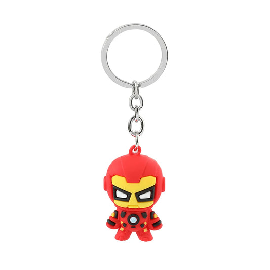 Marvel Cartoon Keychain Iron Man Bat Hulk Thor Anime Avengers Key Ring Figure Silicone Car Key Jewelry Toys Gift