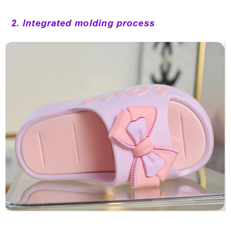New 2025 White Pink Bow-Knot Slippers Woman High Platform EVA Slides Designer Sandals Beach Clogs Women Elevator Shoe