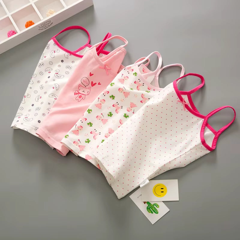 Summer Style Girl Underwear Kids Clothes Cotton Tank Tops for Girls Lace Girls Camisole Baby Undershirt 2-8T Teenager Singlets
