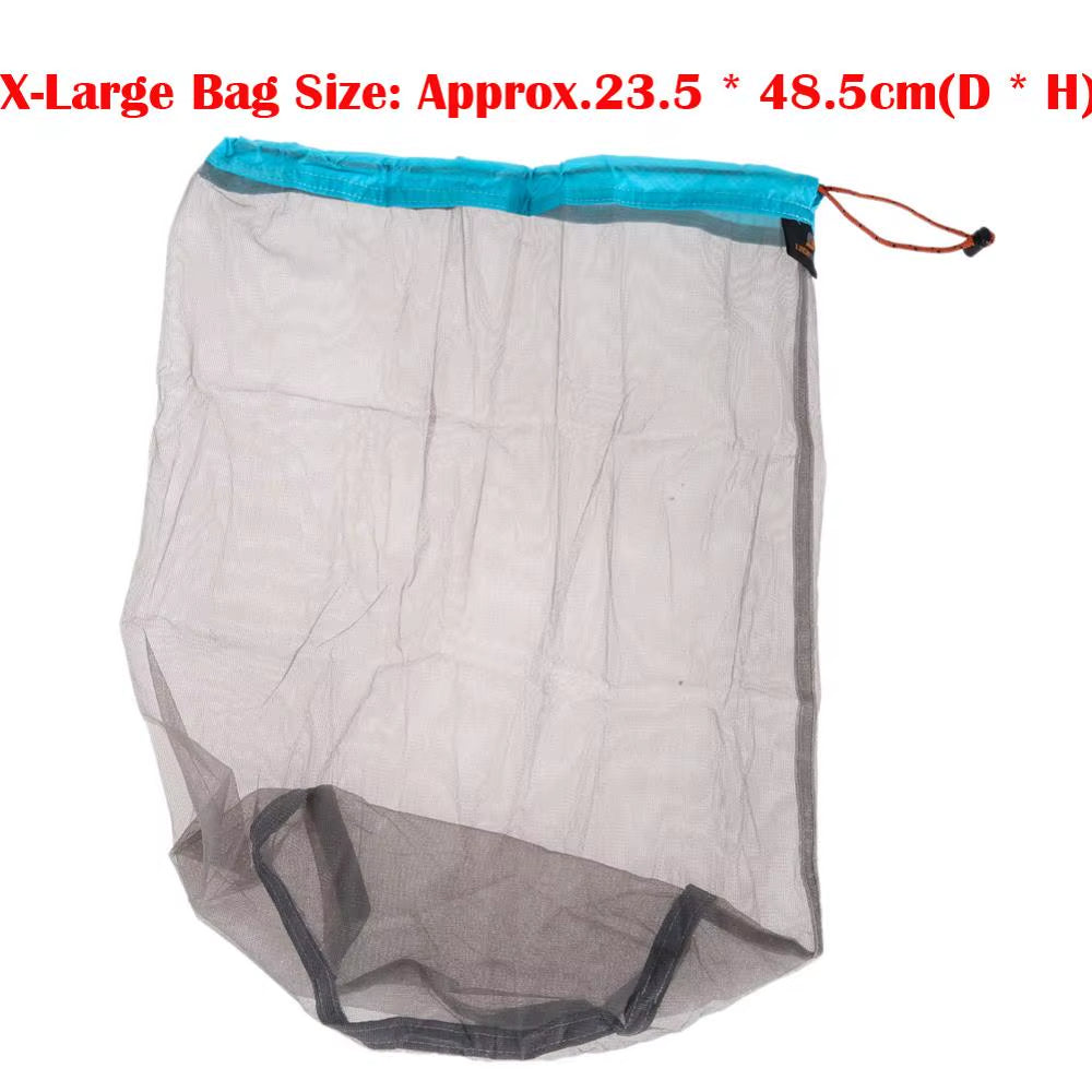 Camping Sports Mesh Storage Bag Ultralight Travel Stuff Sack Drawstring Storage Bag Traveling Organizer Portable Outdoor Tool