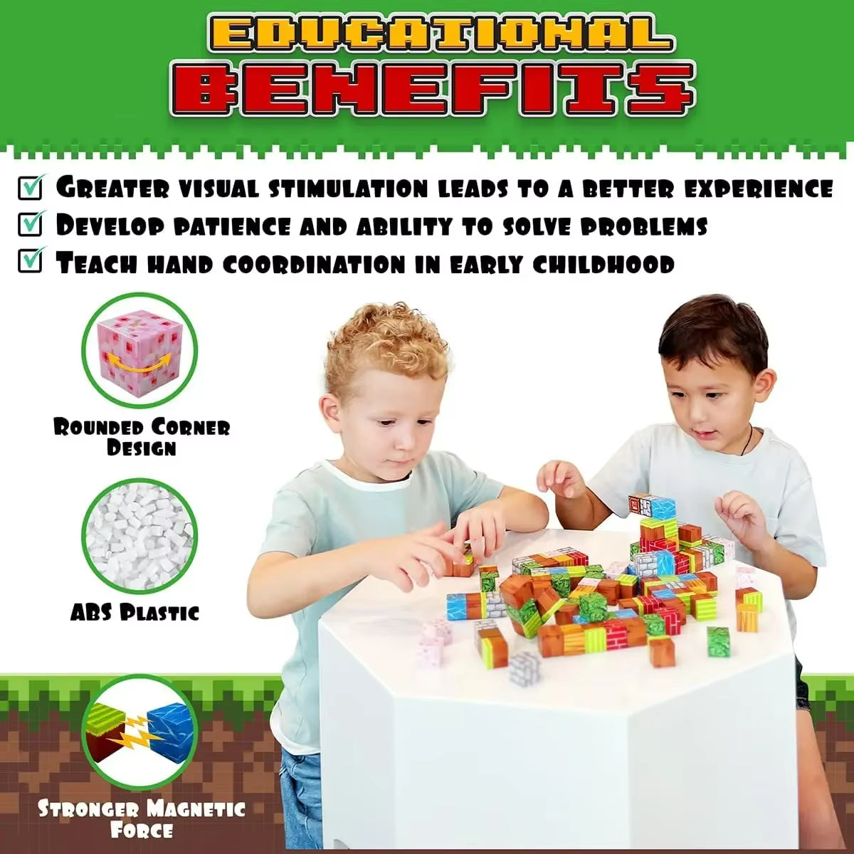 100PCS Magnetic Blocks Build Magnet Set for Boys Girls Magnetic Construction Set STEM Sensory Toys for Toddlers Gifts