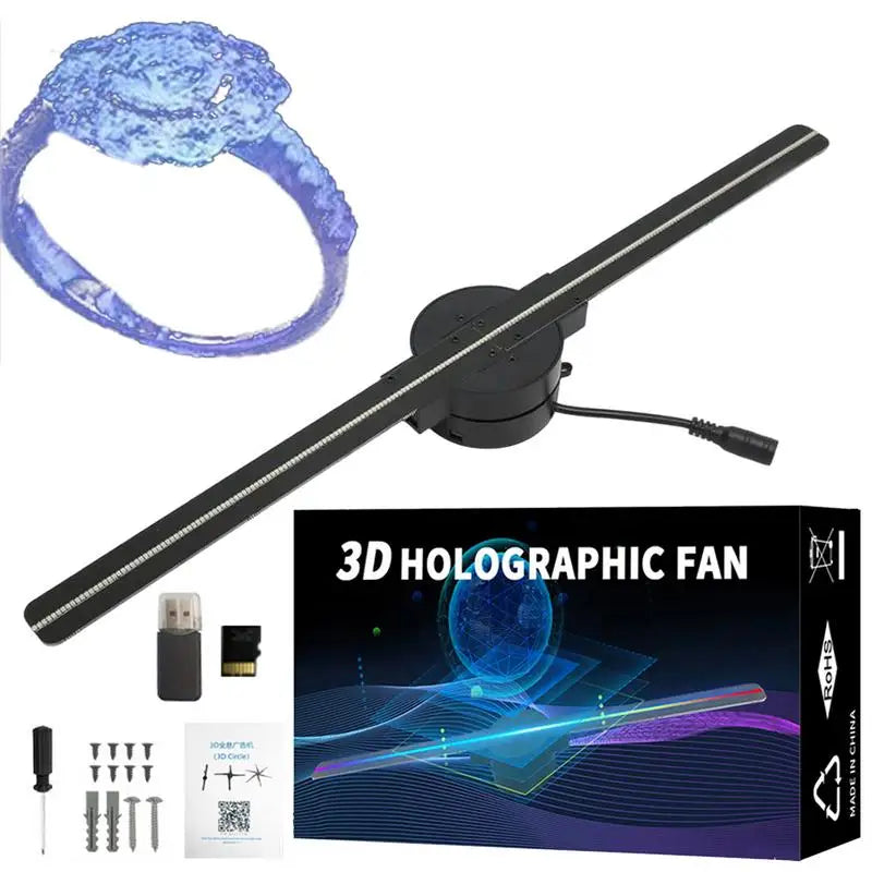 3D Hologram LED Fan Projector LED Fan Holographic Christmas Tree with Remote Control/Wifi/App Video Christmas Party Decor